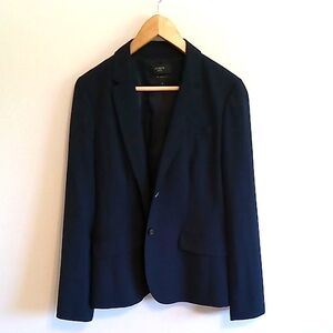 J Crew 1035 Bi Stretch Blazer Navy Blue Size 12